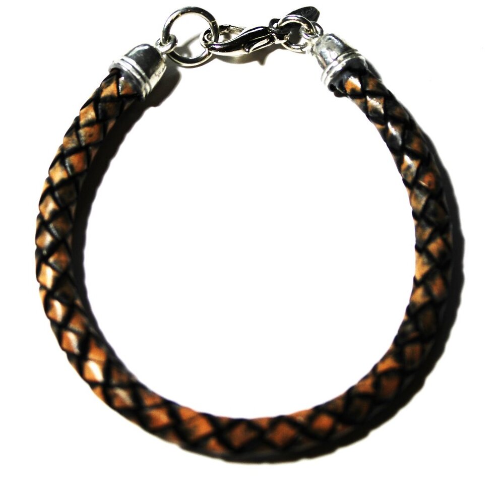 A Four Weave Distressed Leather Bracelet